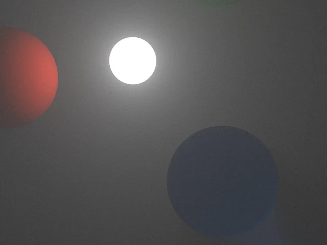 A closer view of the light, blue glass, and surrounding fog.